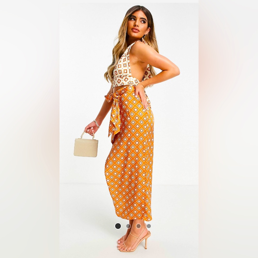 ASOS orange wrap skirt